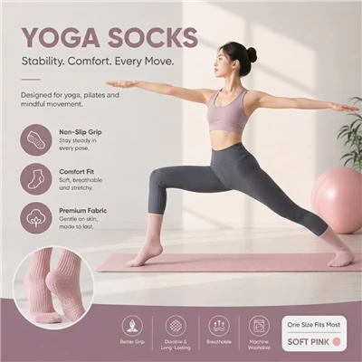 Non-Slip Yoga Pilates Grip Crew sokkar